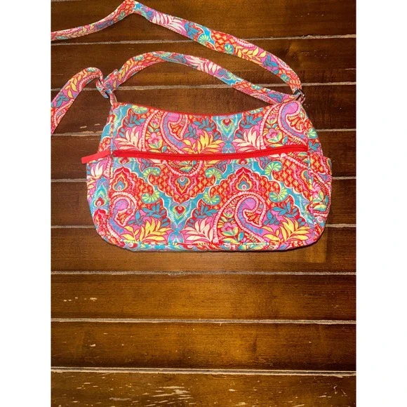 Vera Bradley Crossbody Diaper Bag Shoulder Paisley Floral Print Zip Front Pocket - Picture 4 of 14